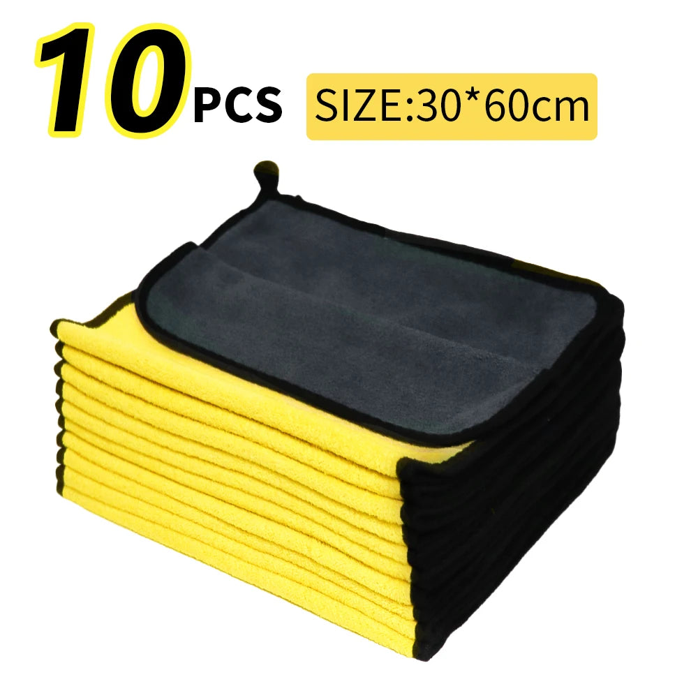 3/5/10Pcs Car Wash Microfiber Towel 30x30/60CM Car Cleaning Drying Cloth Hemming Car Care Cloth Detailing Car Wash Towel