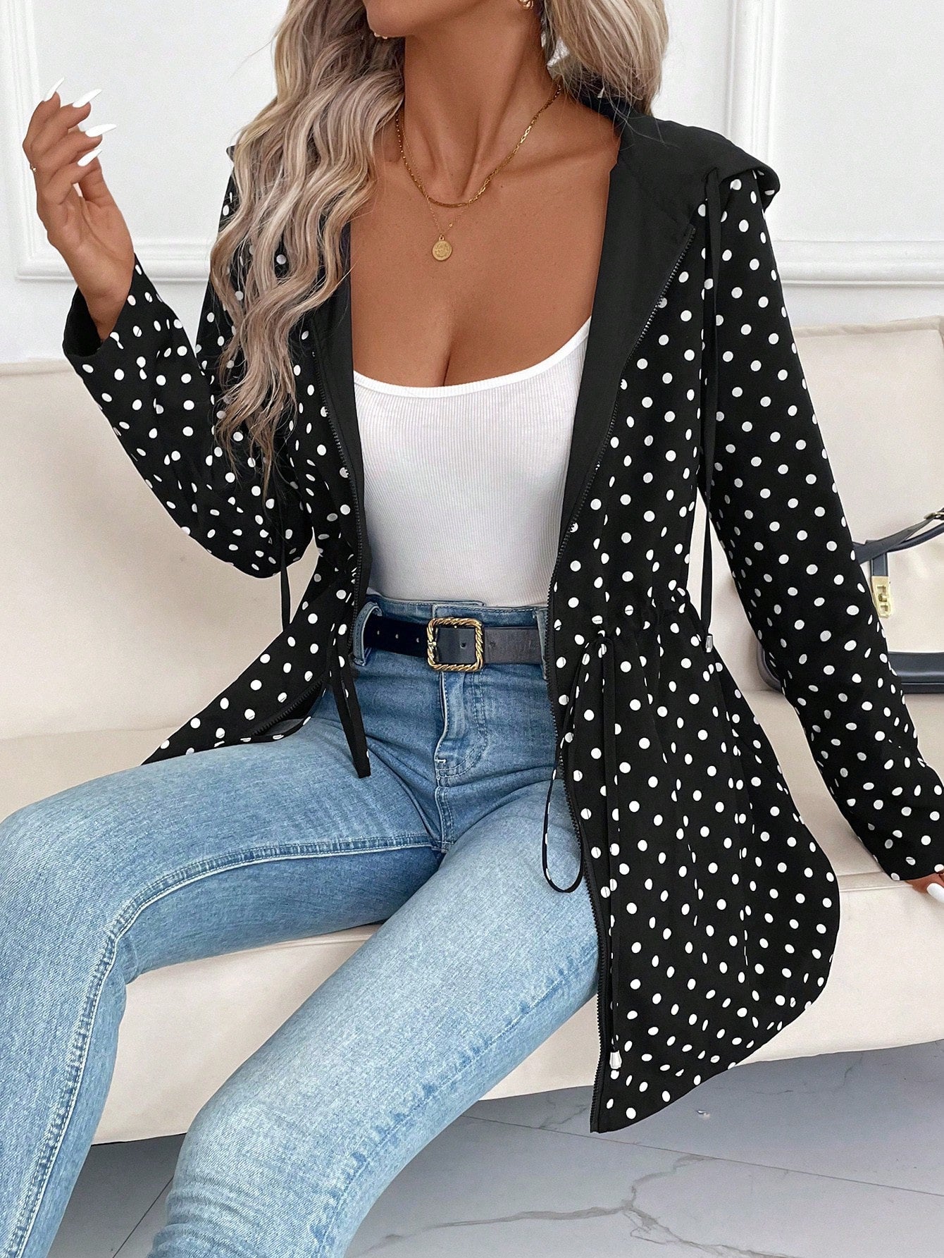 Women's Double-sided Reversible Hooded Zipper Jacket