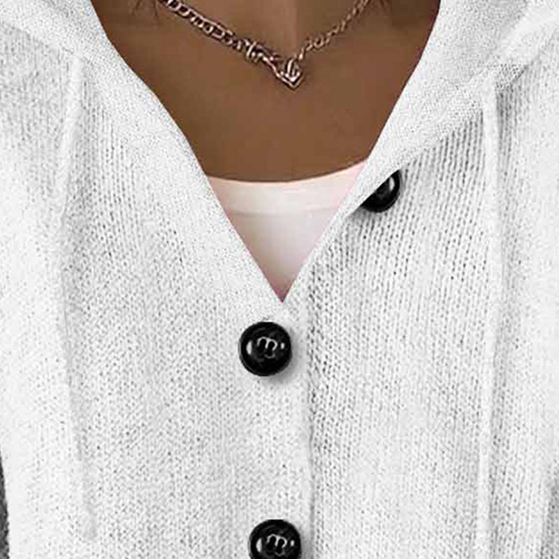 Women's Button Down Hoodie Cardigan, Long Sleeve Open Front Sweater Coat For Fall Winter