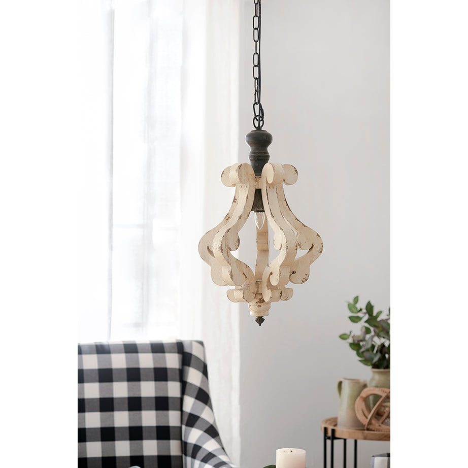 Farmhouse Chandelier, Dilapidated White Chandelier French Country Wood Chandelier For Living Room Foyer, Bulb Not Included