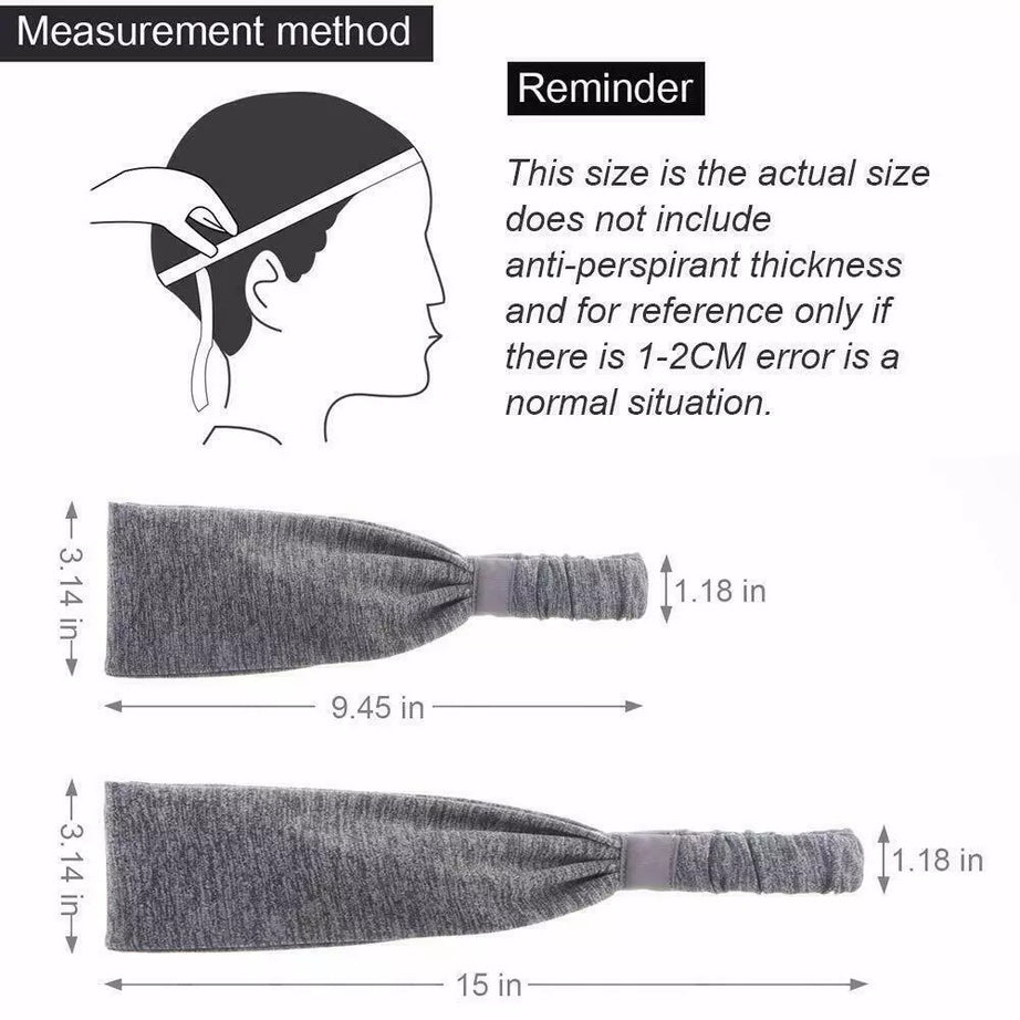 Sports Headbands For Men & Women -5 Pack,  Wicking Sweatbands, Elastic Non Slip Sweat Bands, Athletic Workout Fashion Wide Hair Bands For Running, Cycling, Basketball, Yoga