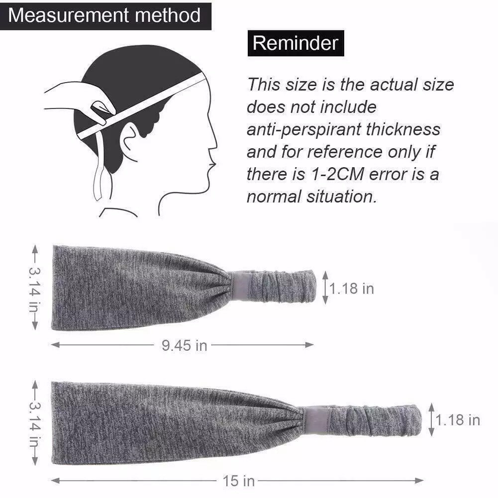 Sports Headbands For Men & Women -5 Pack,  Wicking Sweatbands, Elastic Non Slip Sweat Bands, Athletic Workout Fashion Wide Hair Bands For Running, Cycling, Basketball, Yoga