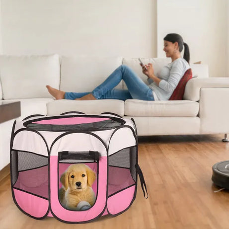 Portable Foldable Pet Playpen Exercise Pen Kennel Removable Zipper Top And Bottom Water Resistant Indoor Outdoor Use For Dogs Cats Other Pets