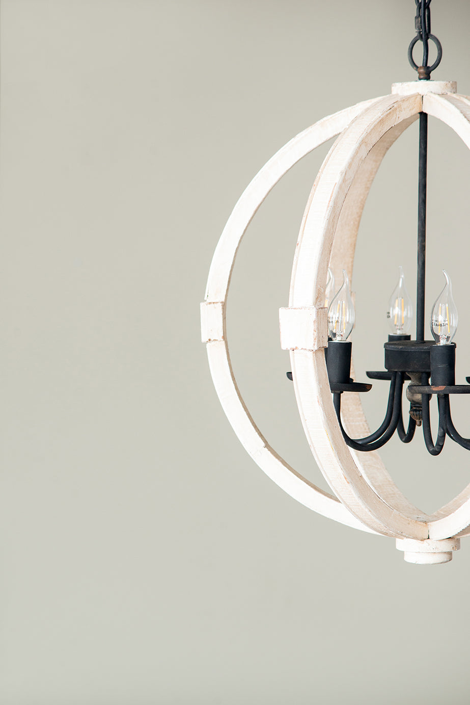 6 - Light Wood Chandelier With Adjustable Chain For Kitchen, Dining Hall Entrance, Bulb Not Included