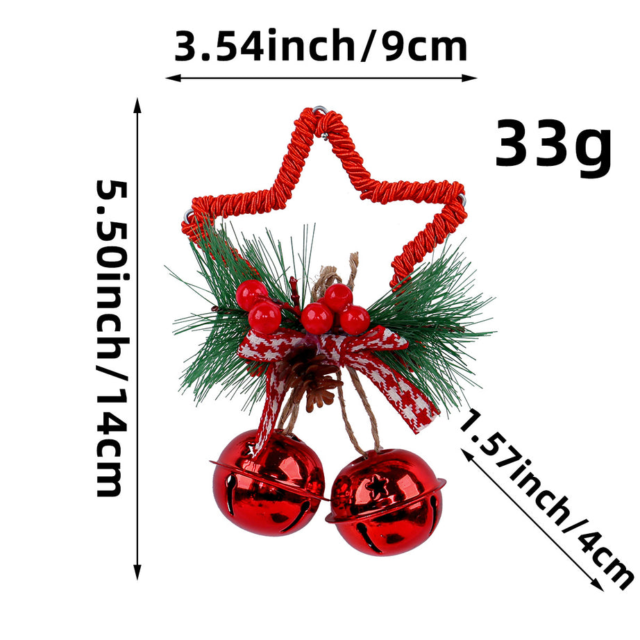 Christmas Five-pointed Star Bell Accessories Pendant Christmas Tree Ornament For Christmas Party DIY