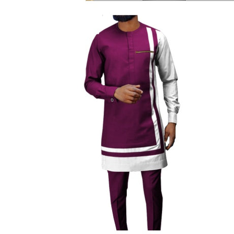 African Ethnic Printing Batik Cotton Men's Casual Suit