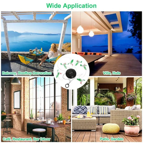 LED Solar Hummingbird Wind Chime Solar String Lights 6 LEDs Color