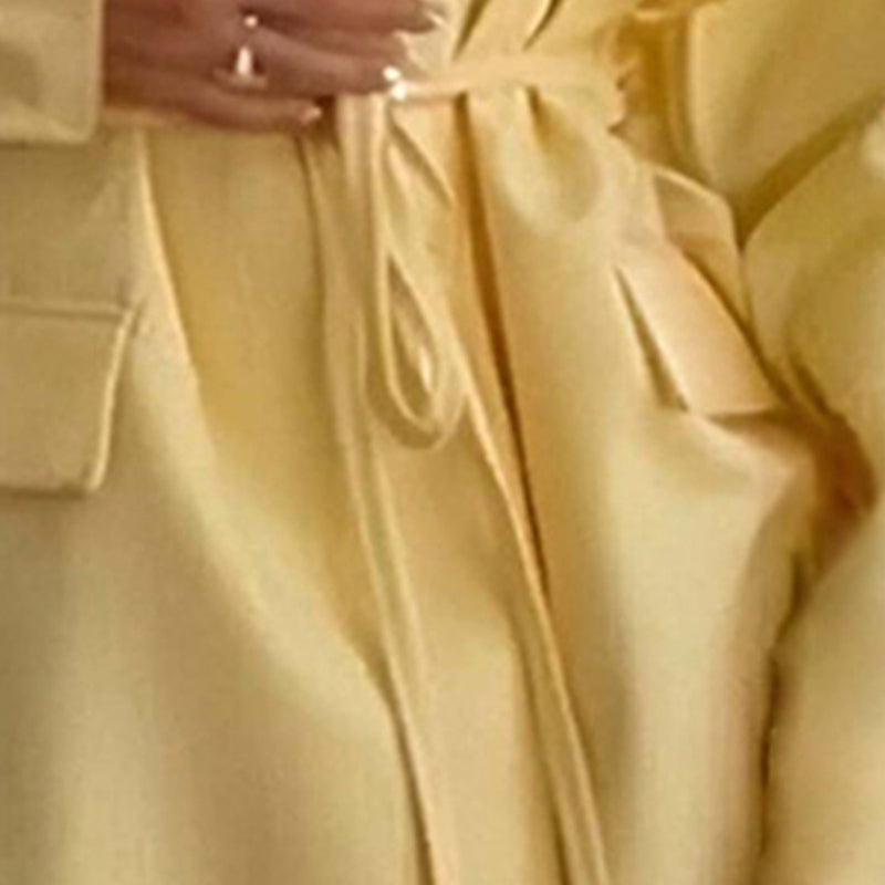 Women's Waist Tie Blazer - Elegant Business Casual Solid Color Jacket For Fall Winter Office