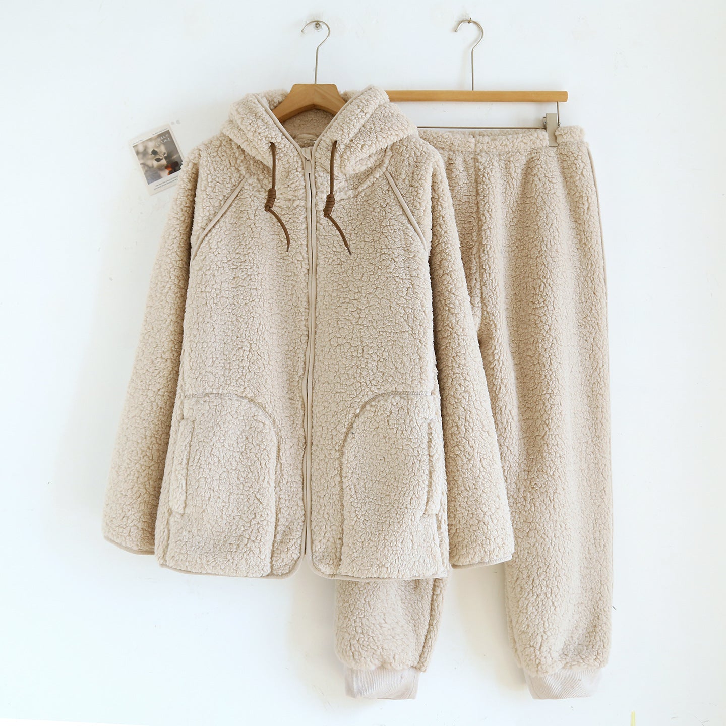 Corduroy Solid Color Casual Loose Fitting Set Flannel Hooded Padded Loungewear