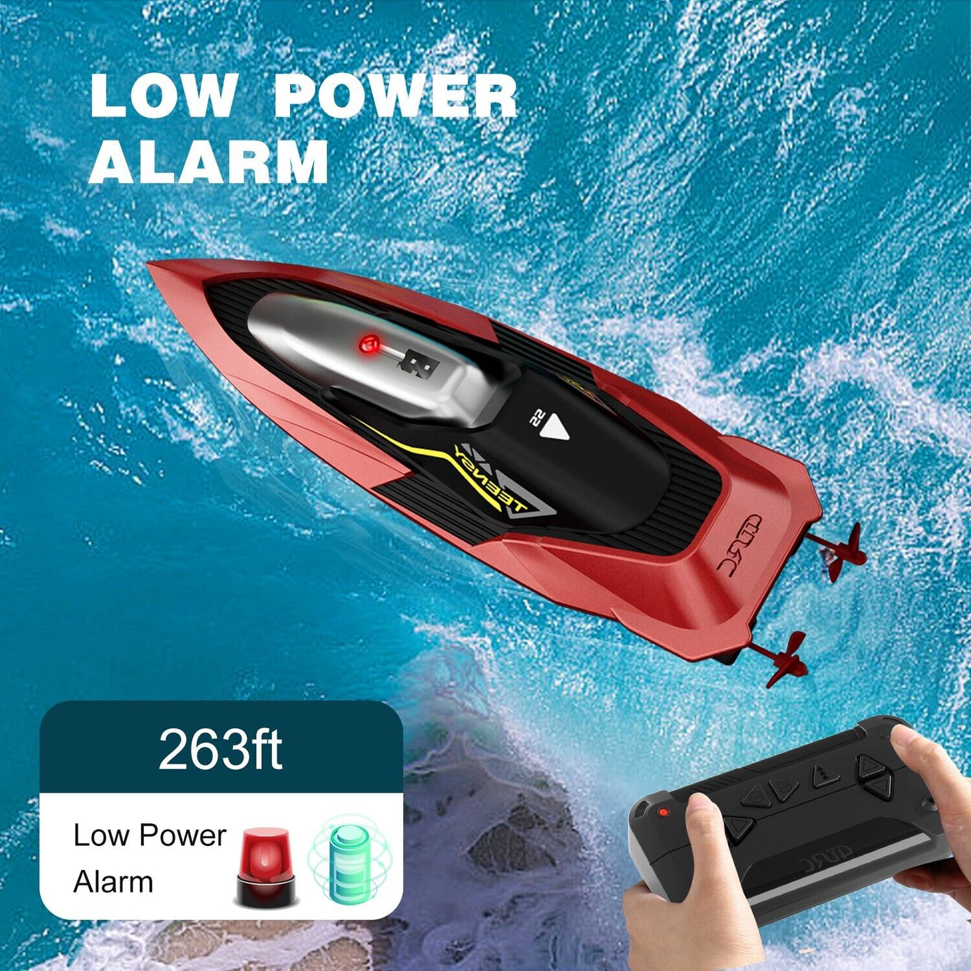4DRC S5 Fast RC Boat For Pools And Lakes, 2.4 GHz 20- MPH Racing Boats For Kids