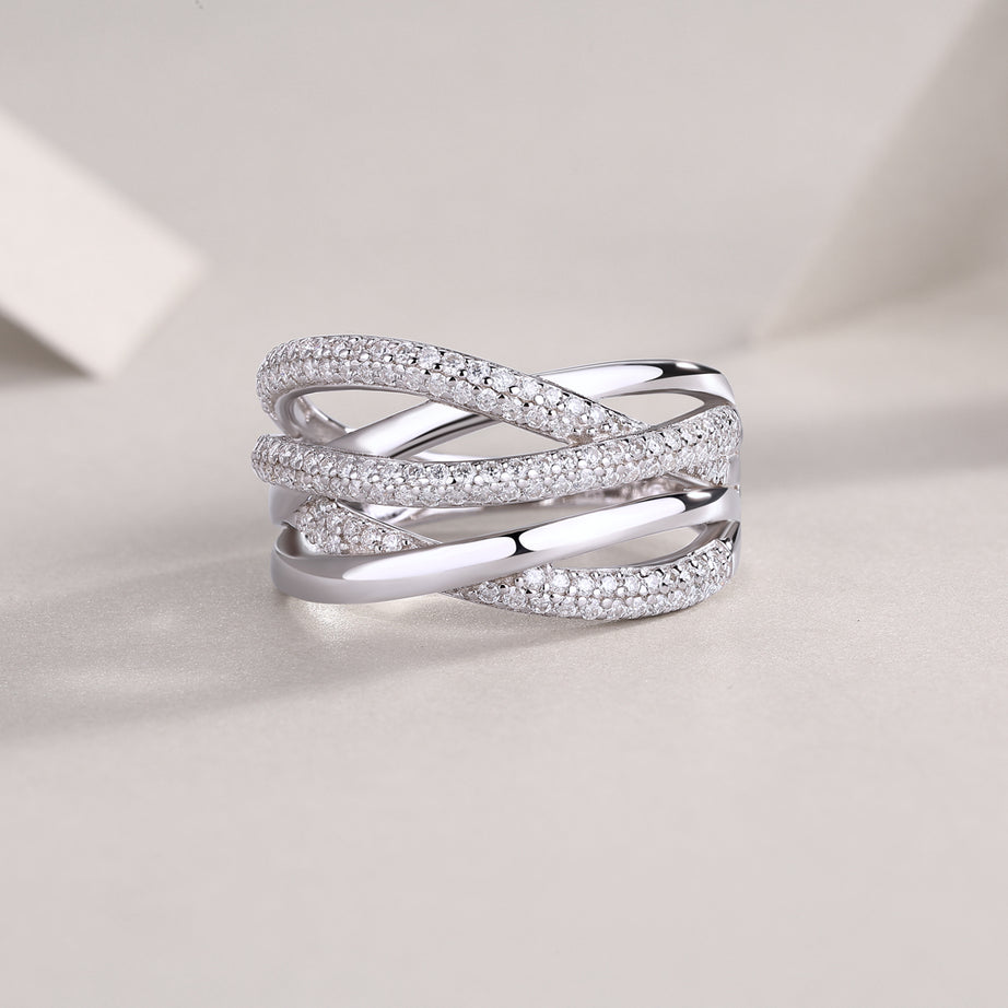 Brilliant Interweaving - A Fashionable And Luxurious Jewelry Accessory Set With Moissanite S925 Sterling Silver And Platinum-plated Diamond