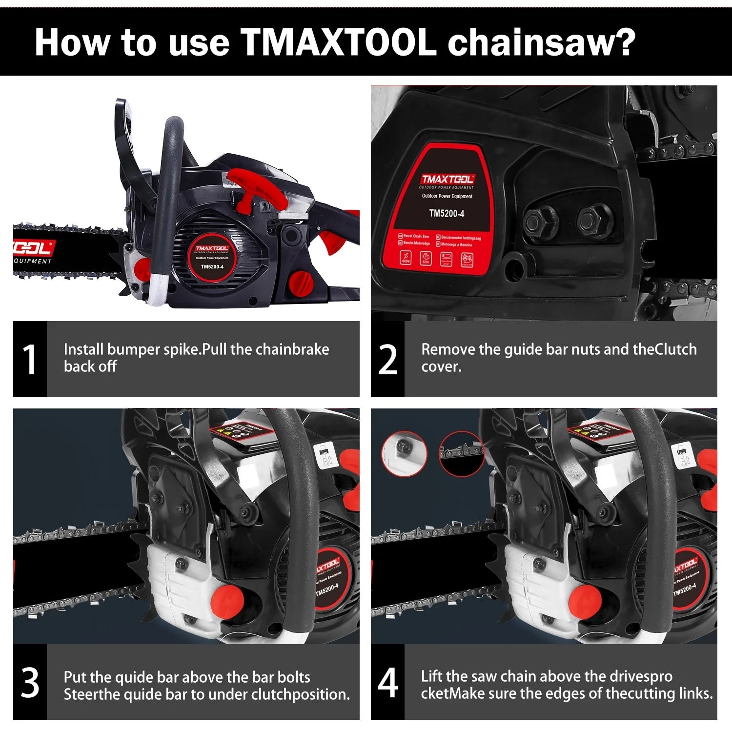 TMAXTOOL 62cc Powerful 20 Inch Gas Chainsaw With 2 Stroke Perfect For Pruning