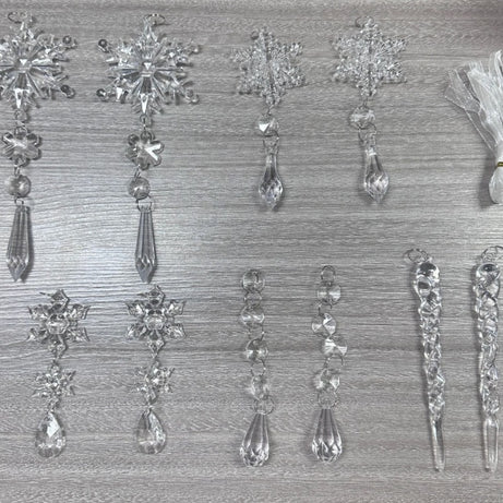 10pcs Christmas Tree Hanging Pendants Acrylic Ice Strip Snow Ceiling Xmas Ornaments New Year Christmas Decoration Home Decor