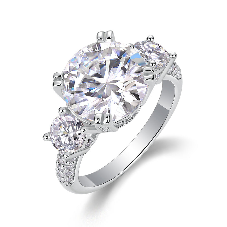 Dazzling Stars - A Fashionable And Luxurious Jewelry Piece Set With 5-carat Moissan Diamond S925 Sterling Silver And Platinum-plated Diamond