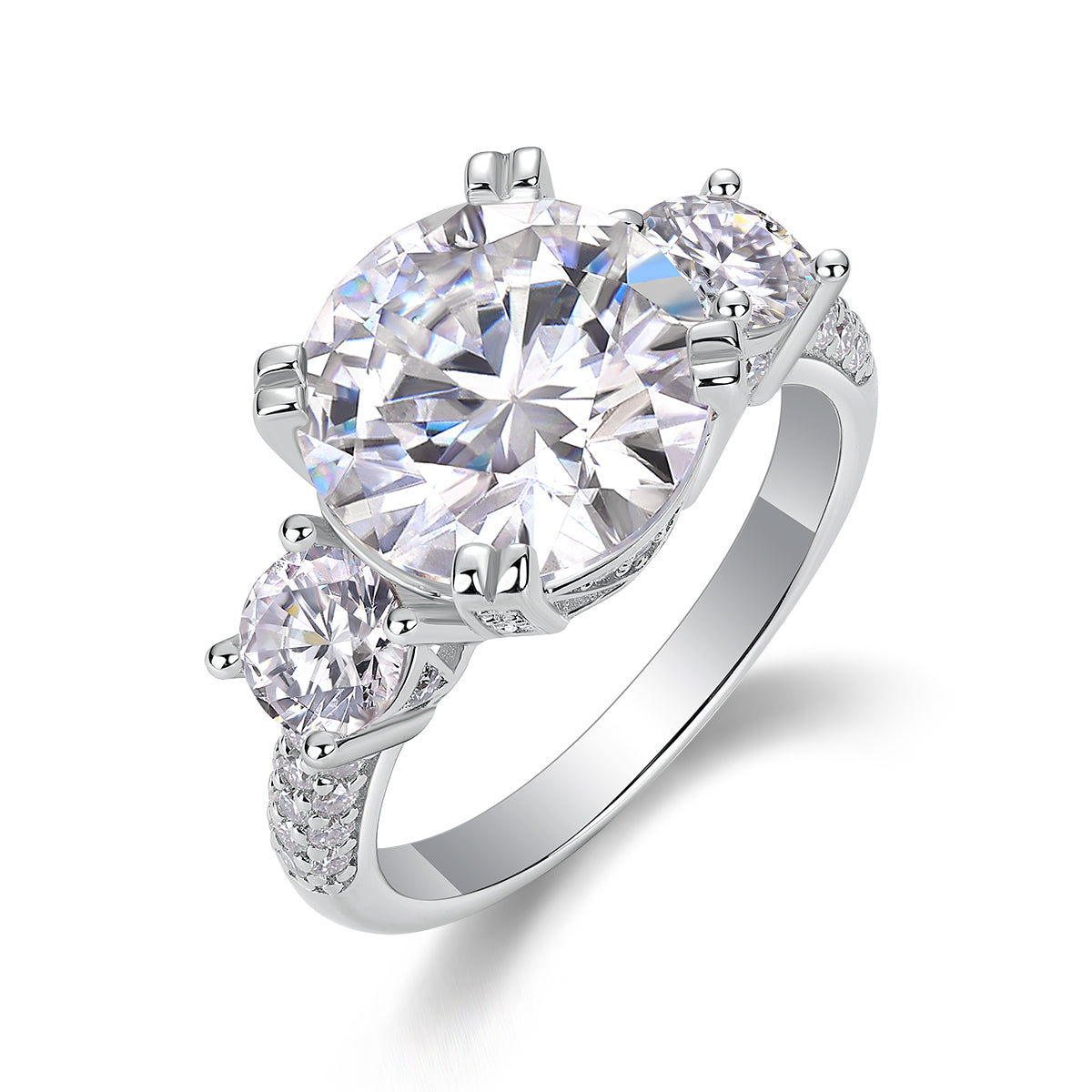 Dazzling Stars - A Fashionable And Luxurious Jewelry Piece Set With 5-carat Moissan Diamond S925 Sterling Silver And Platinum-plated Diamond