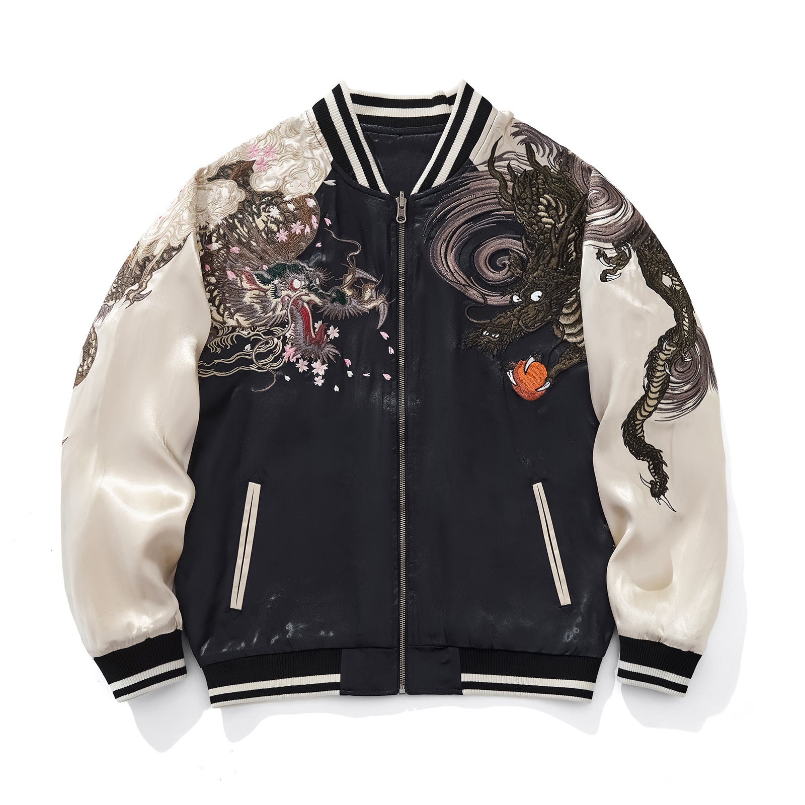 Mens Loose Fit Polyester Embroidered Chinese Style Jacket