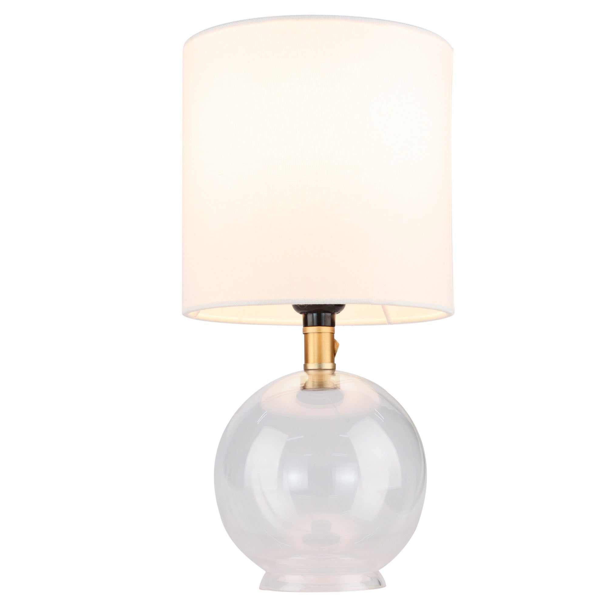 Small Table Lamp For Bedroom Glass Bedside Lamps For Nightstand, Minimalist Night Stand Light Desk Lamp With Cylindric Fabric Shade