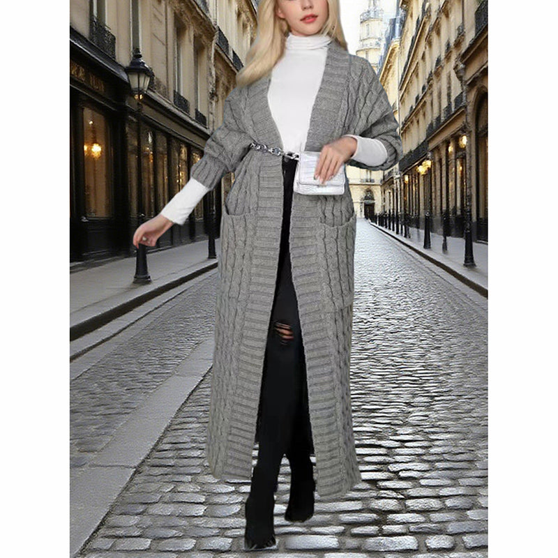 Women's Long Cardigan With Pockets - Spring Fall Open Front Duster Coat Sweater