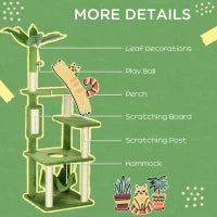 PawHut Cat Tree For Indoor Cats With Hammock, Cat Tower, Green