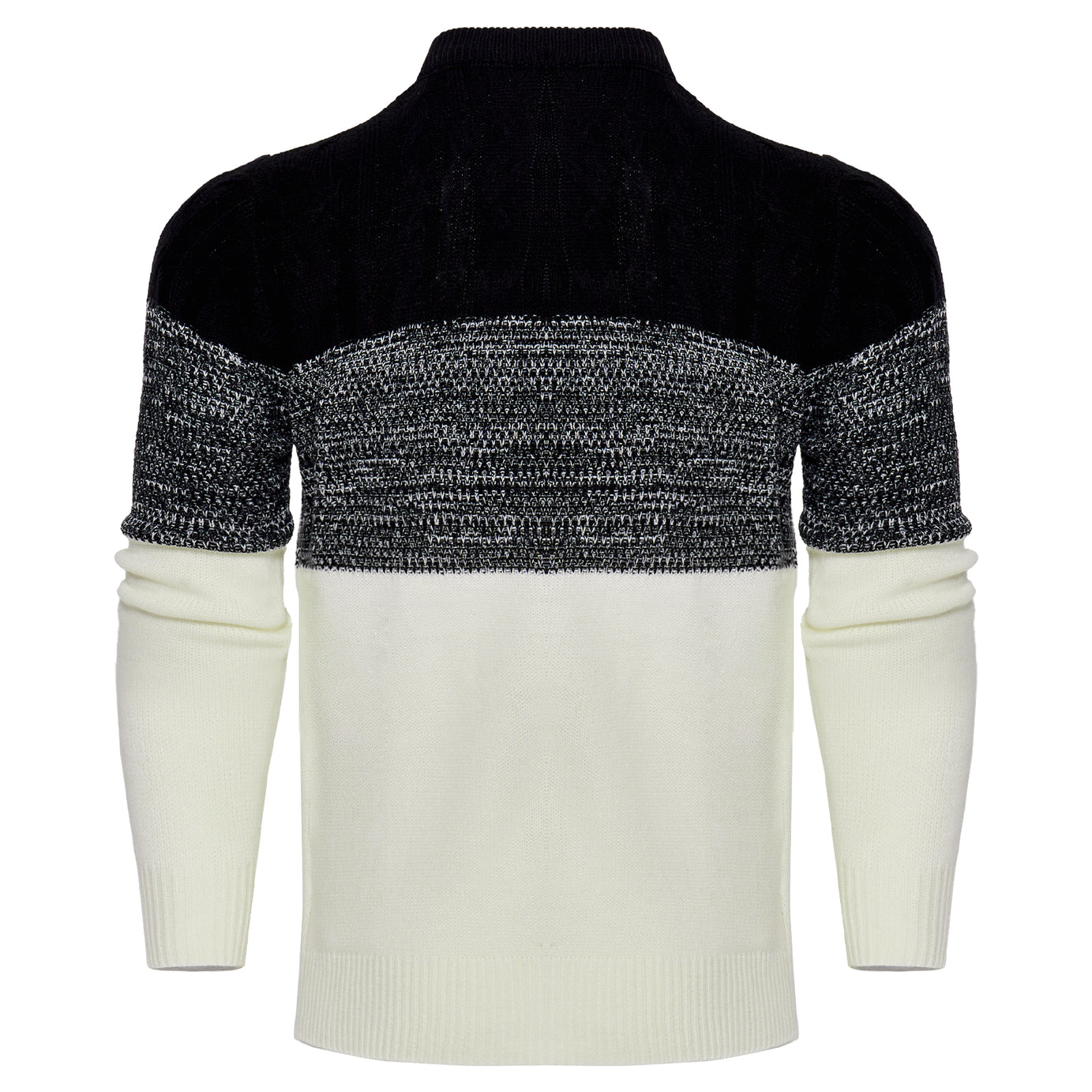 Men's Casual Color Block Long Sleeve Cable Knit Pullover Sweater
