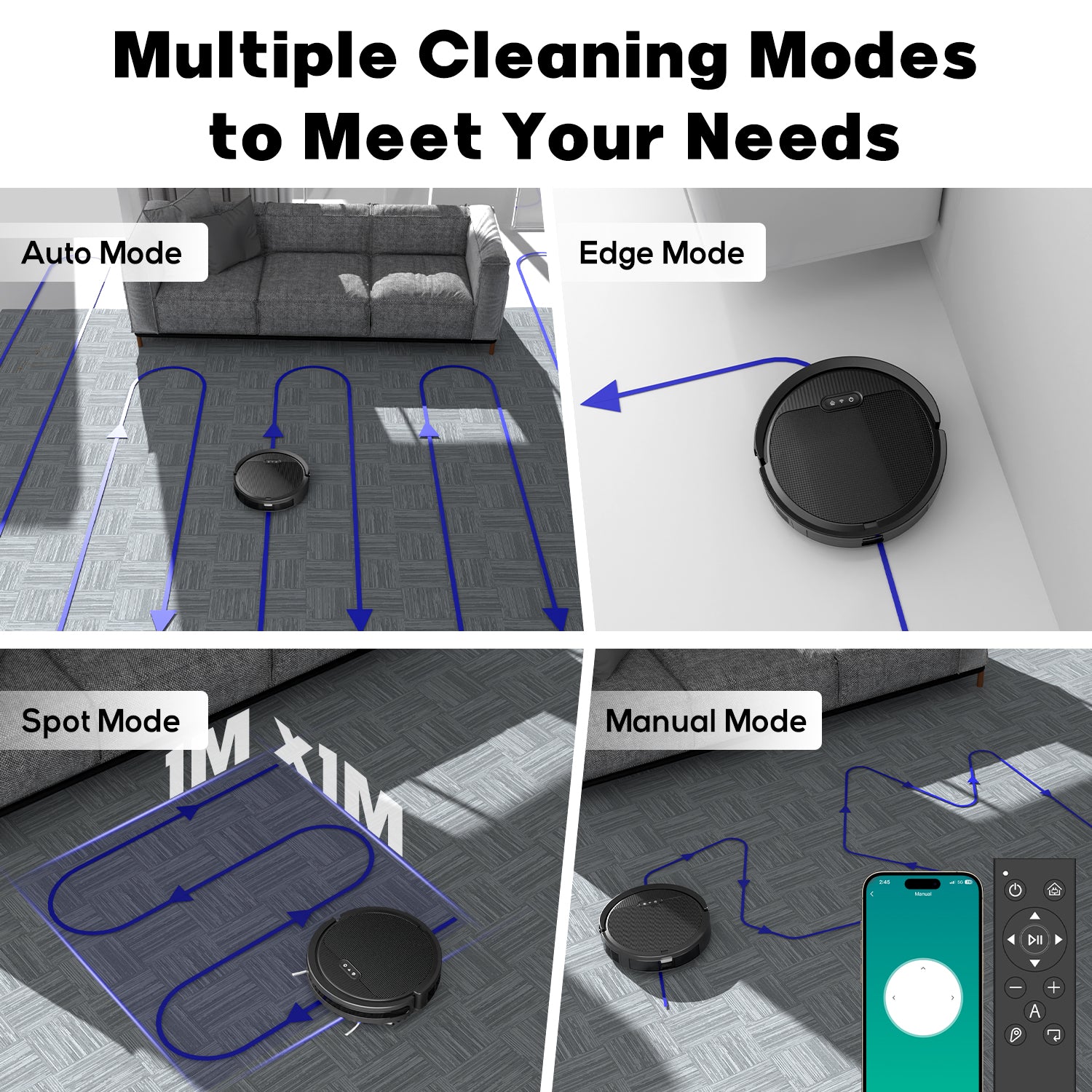 Robot Vacuum And Mop, 3 In 1 Combo Cleaner For Home With Pet Hair And Hard Floor, 5000Pa Suction, 120 Mins Run Time,Self-Charging,Super Thin Body