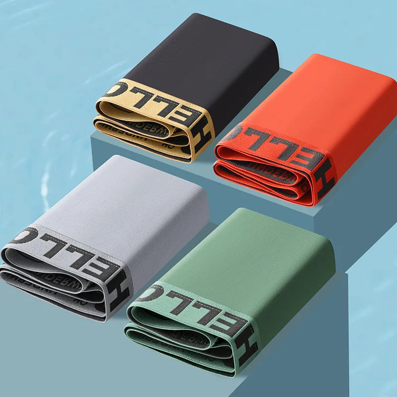 4pcs Boxer Shorts Men's Ice Silk Underwear Male Underpants Breathable Sexy Thin Panties U Convex Lingerie Wholesale Lots L-6XL