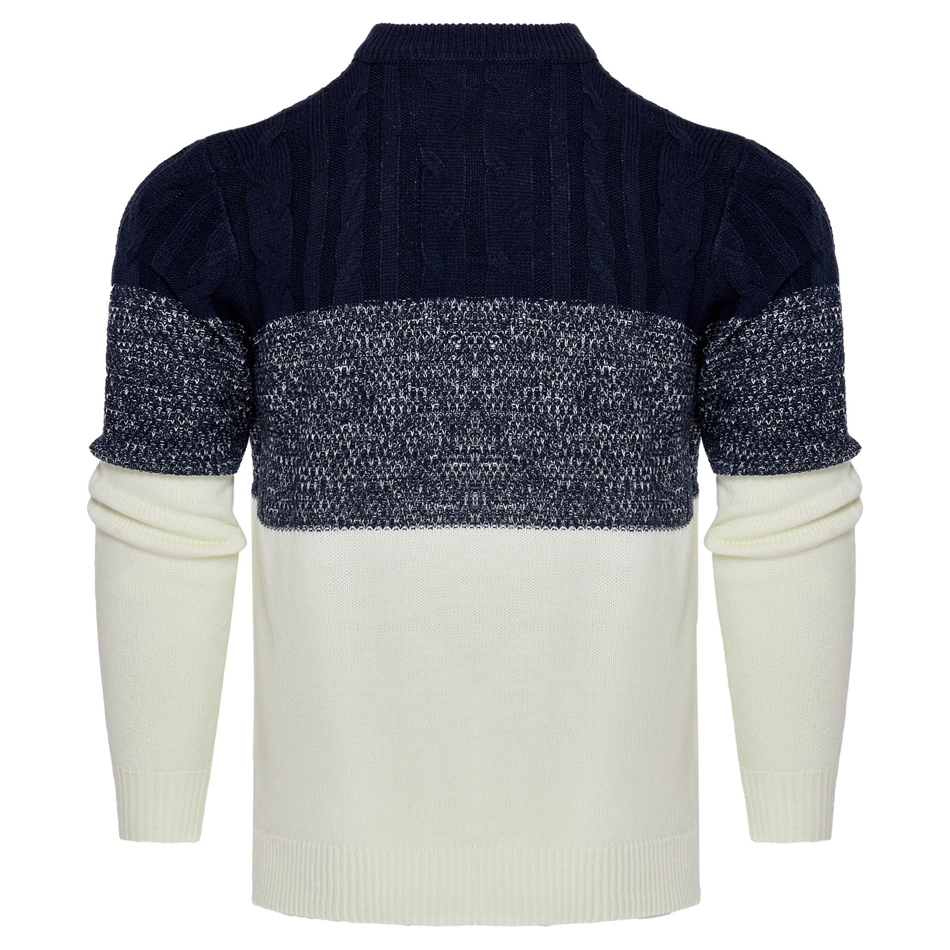 Men's Casual Color Block Long Sleeve Cable Knit Pullover Sweater