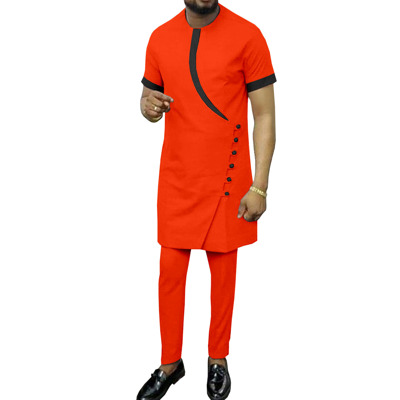 African Ethnic Printing Batik Cotton Men's Casual Set