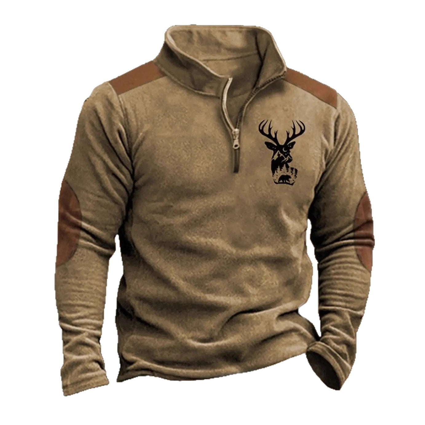 Mens Stand-Up Collar Hoodie With Zipper Sports Sweatshirt
