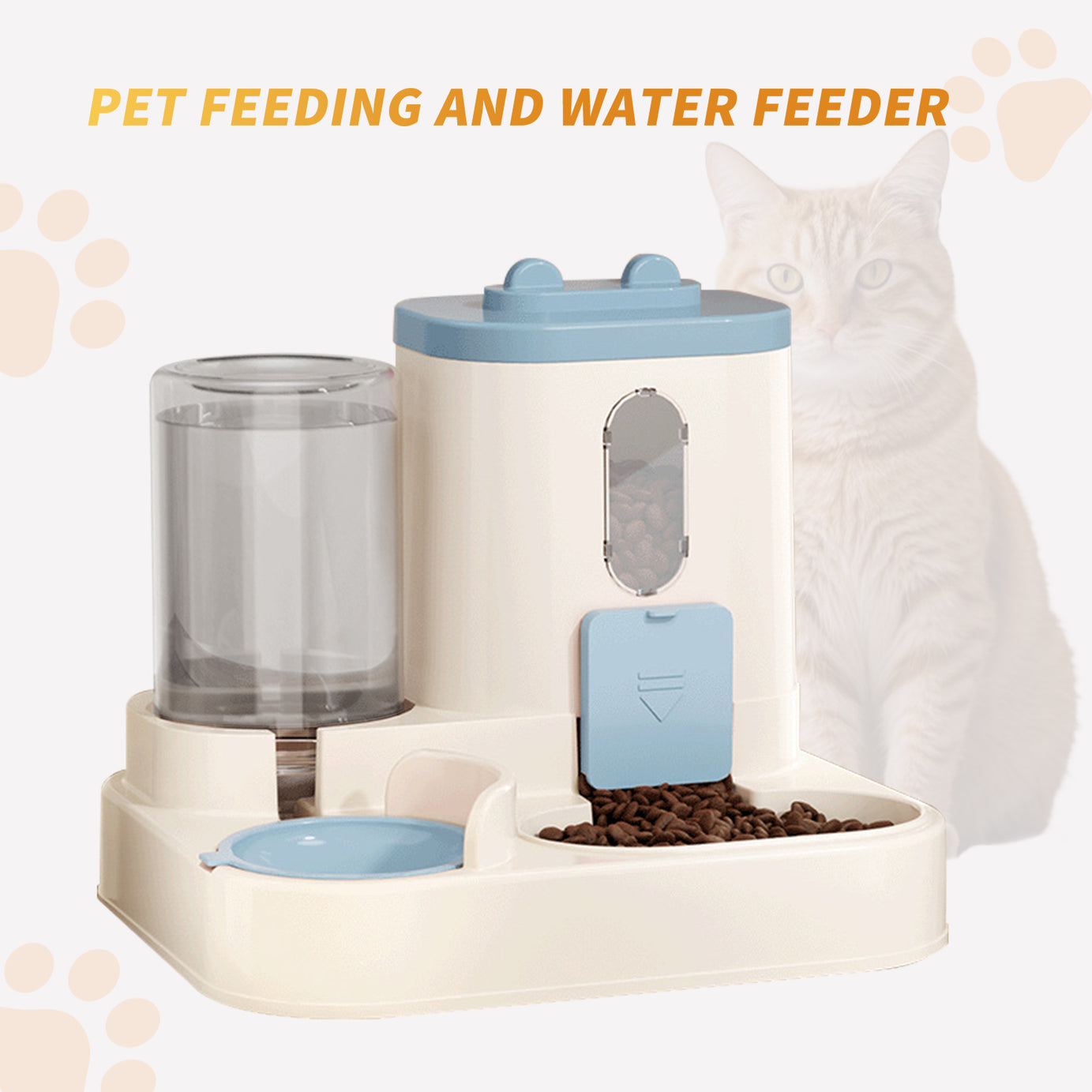 Fully Automatic 2in1 Cat Food Dispenser - Integrated Water And Food Feeding System - Cute Water Dispenser Cat Accessories