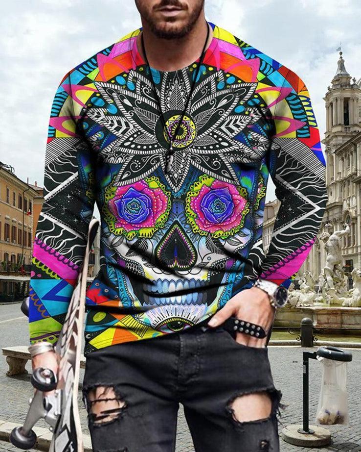 Mens Letter Crew Neck Slim Fit Casual Print T Shirt