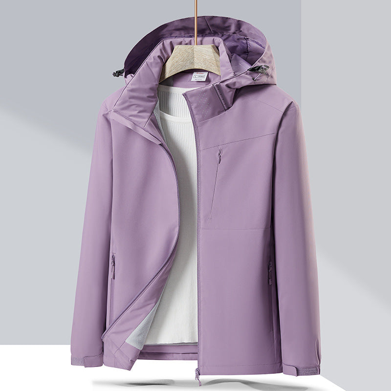 Couple Single-layer Jacket Windproof Sports Fleece-lined Padded Overalls