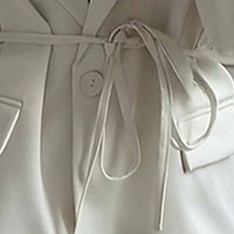 Women's Waist Tie Blazer - Elegant Business Casual Solid Color Jacket For Fall Winter Office