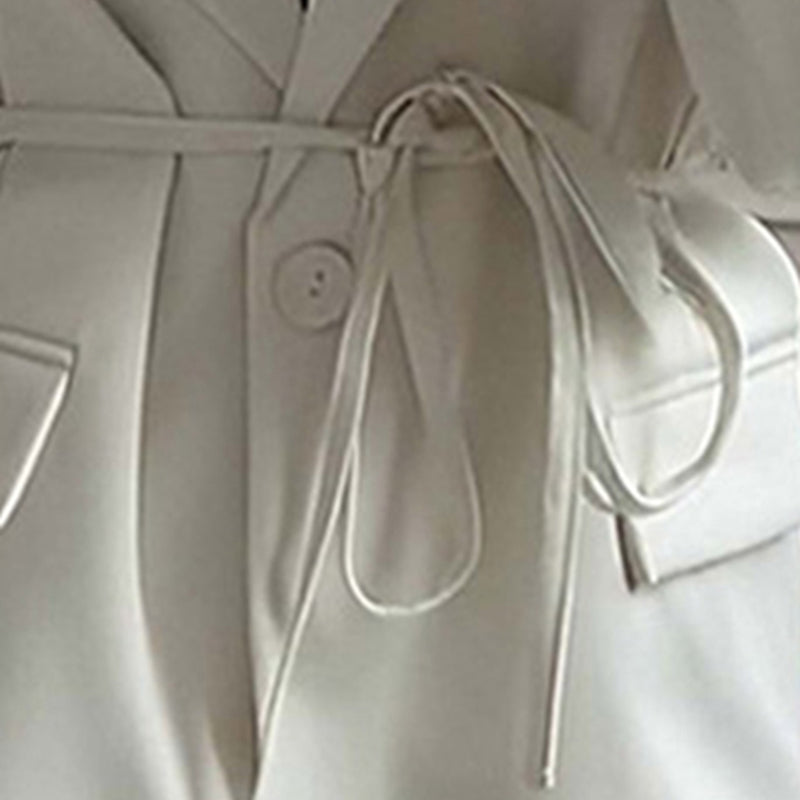 Women's Waist Tie Blazer - Elegant Business Casual Solid Color Jacket For Fall Winter Office