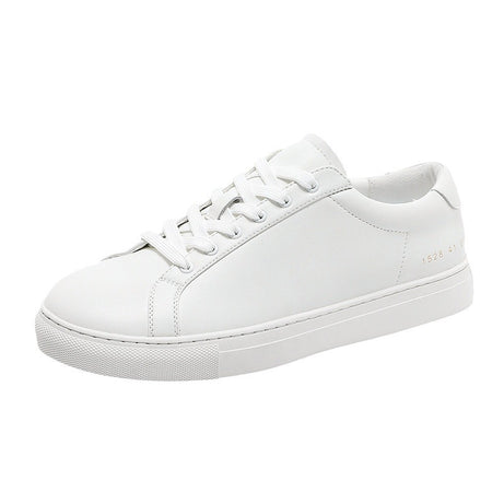 New Breathable Cowhide Flat-soled Trendy Versatile White Sneakers