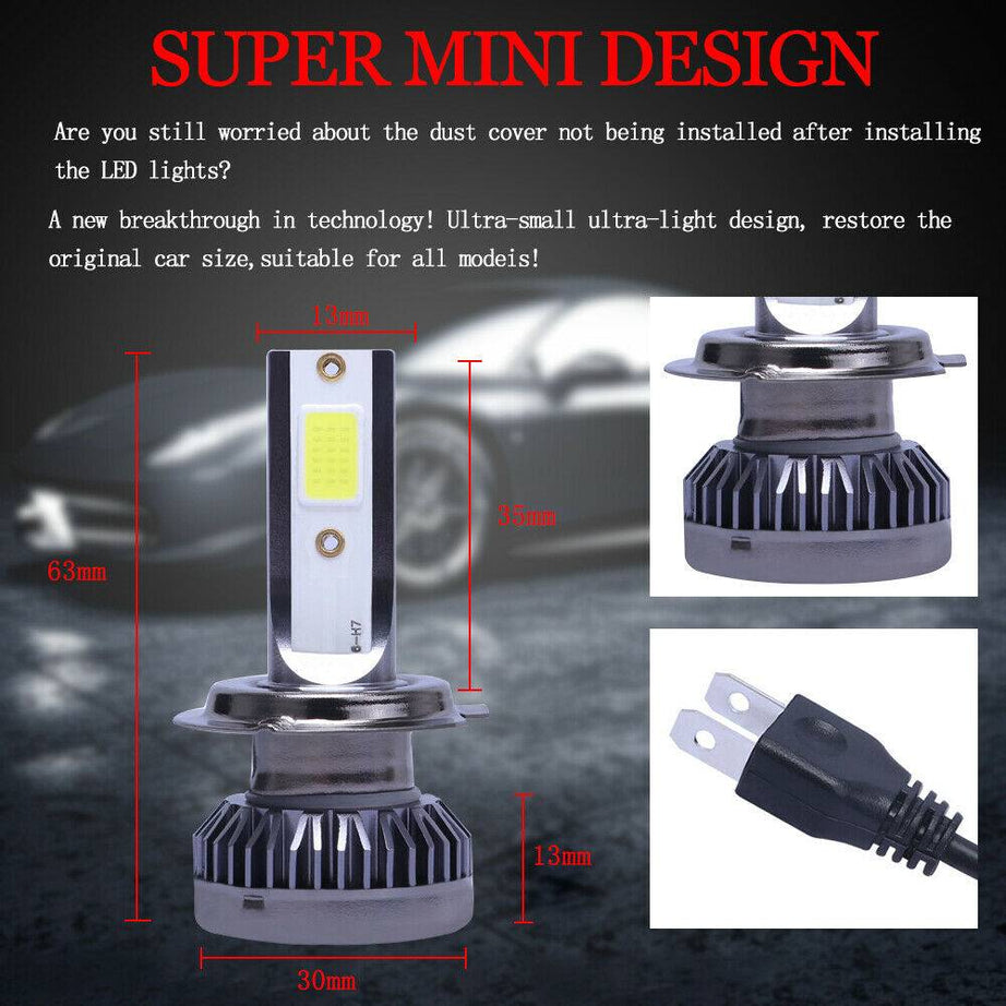 2x H7 LED Headlight Bulb Kit High Low Beam 8000K Super Blue 26000LM Light Bulb