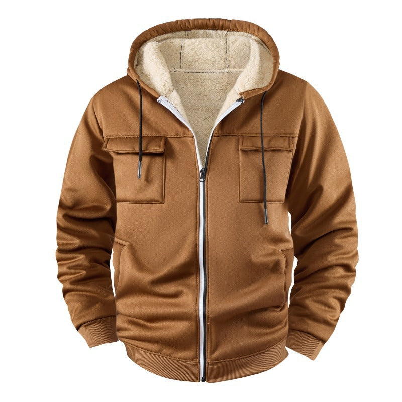 Sports Hooded Fleece-lined Jacket