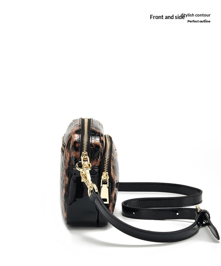 Leopard-print Trendy And Versatile Crossbody Shoulder Casual Lightweight Mobile Phone Bag