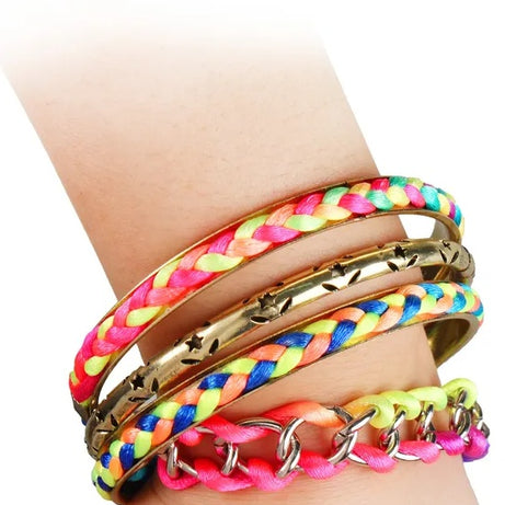 4Pcs Colorful Woven Burnished Gold Bracelets Set