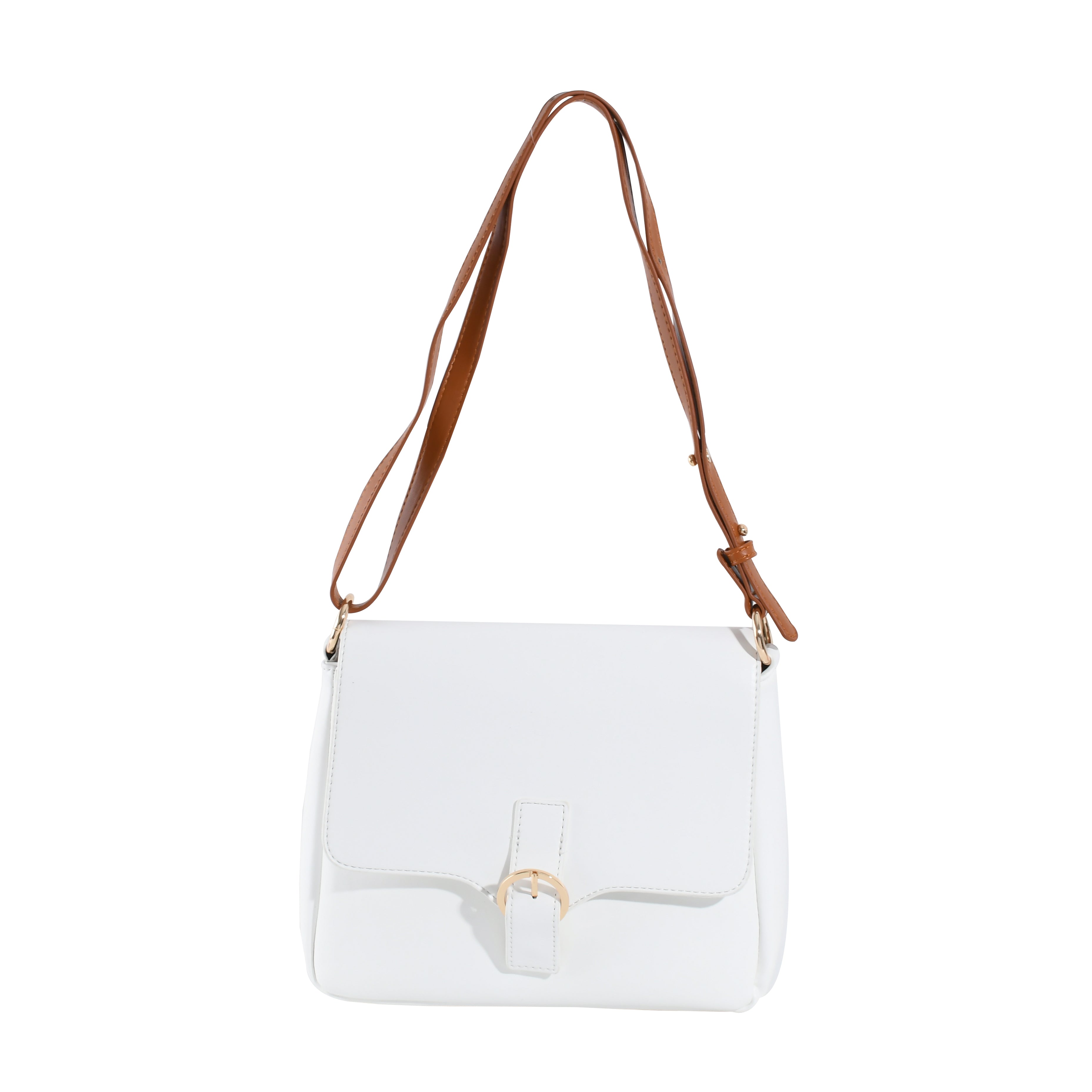 Plain Cross Body Bag-White 2048