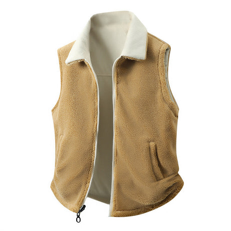 Mens AutumnWinter Jacquard Loose Cotton Thermal Padded Reversible Vest