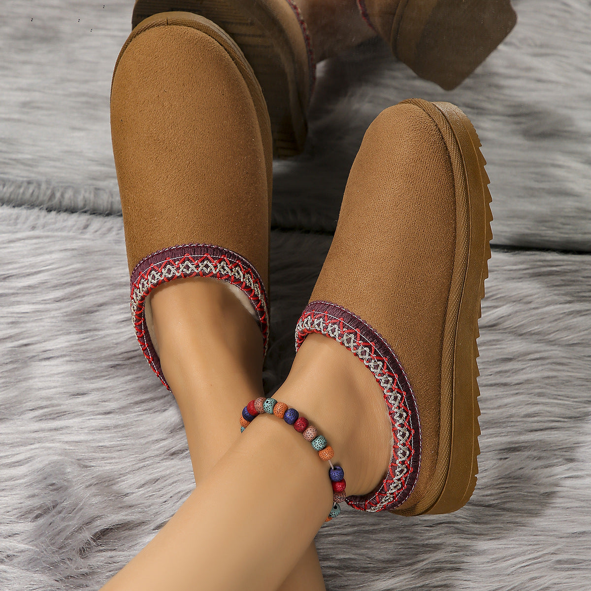 Fashionable Women's Snow Boots, Half-slippers, Cotton Shoes, And Thickened Plush Slippers