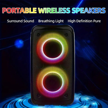 Wireless Speaker With Subwoofer, Large Boombox Speaker, Stereo Speaker, Subwoofer, Outdoor Wireless Speaker, Party Disco Light, TWS, TF, AUX