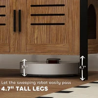 PawHut Cat Litter Box Enclosure With Tall Legs, Scratching Board, Dark Brown,