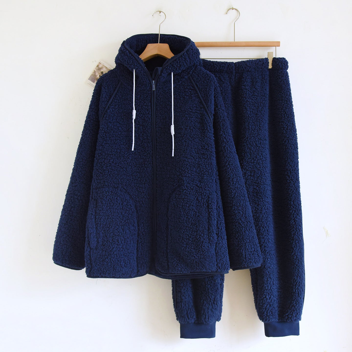 Corduroy Solid Color Casual Loose Fitting Set Flannel Hooded Padded Loungewear