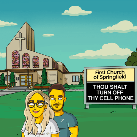 2 shoulders up church background