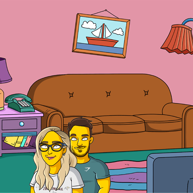 2 shoulders up couch background