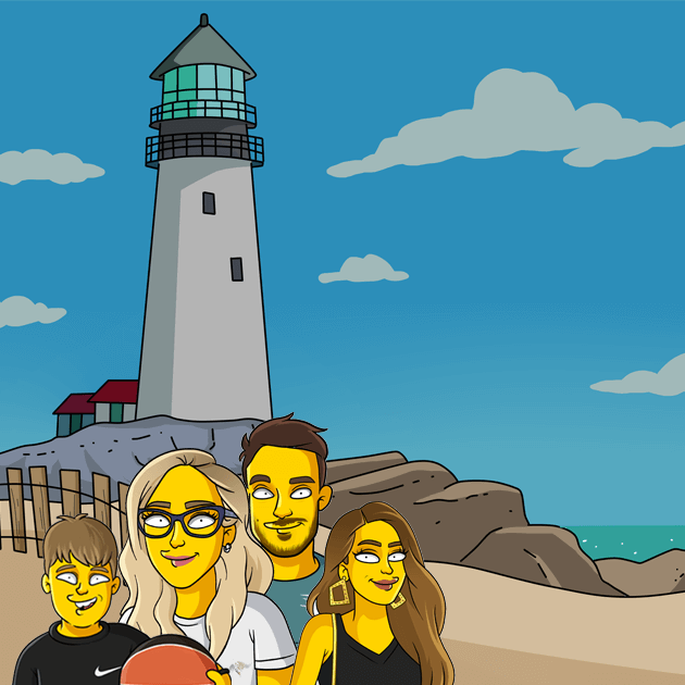 4 shoulders up beach background