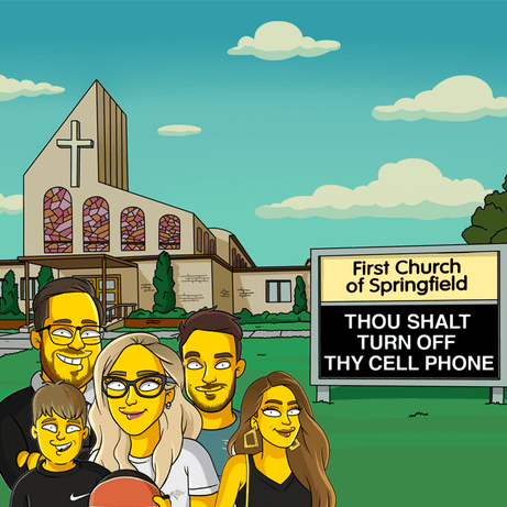 5 shoulders up church background