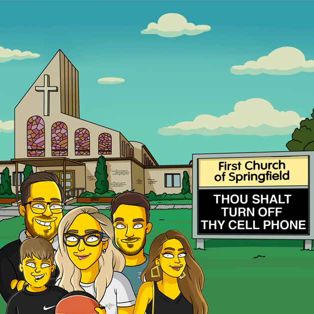 5 shoulders up church background